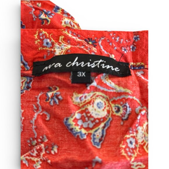 Ava Christine 3/4 Sleeve V-Neck Multicolor Floral Blouse Women's Size XXXL - Picture 3 of 3